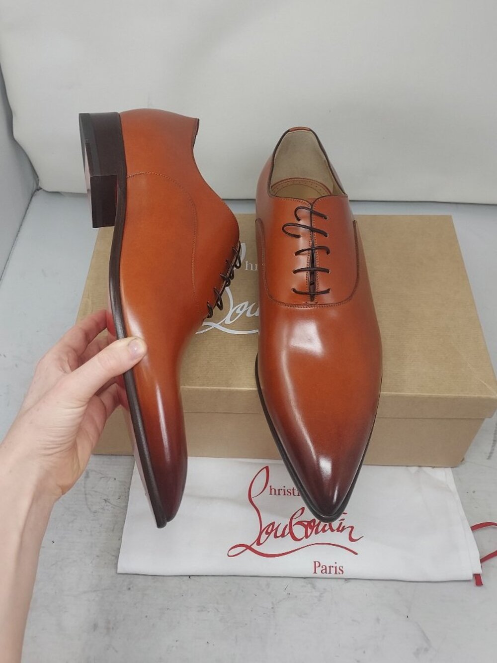 CHRISTIAN LOUBOUTIN MENS Brown Ombre Pelvis Pointed Toe Oxford Shoe
